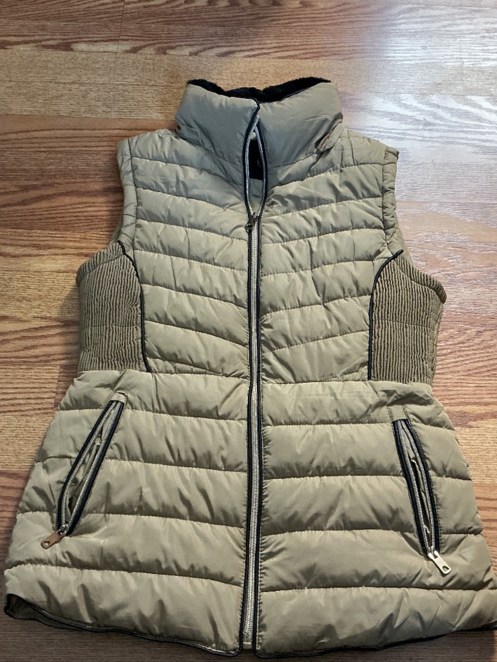 Special One Tan & Black Faux Fur Full Zip Puffer Vest Size M